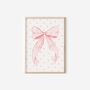 Girls Personalised Bow Themed Print Set Of Three For Nursery Or Bedroom, thumbnail 4 of 5