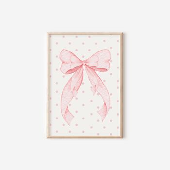 Girls Personalised Bow Themed Print Set Of Three For Nursery Or Bedroom, 4 of 5