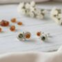 Sterling Silver Green And Gold Amber Swirl Stud Earrings, thumbnail 2 of 3