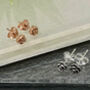 Rose Flower Silver And Rose Gold Mini Studs, thumbnail 2 of 5