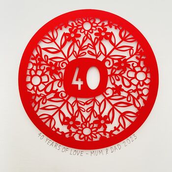 Personalised Ruby Wedding Anniversary Paper Cut Art, 4 of 9