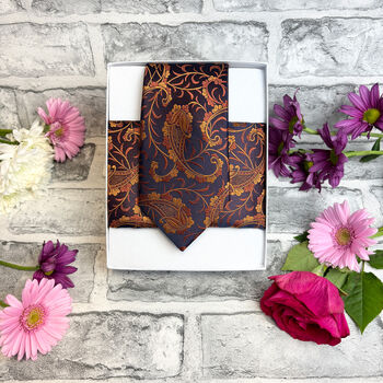 Copper Vintage Paisley Wedding Tie Set, 5 of 6