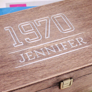Personalised Wooden 40th Year Memory Box 1970s Design, 5 of 5
