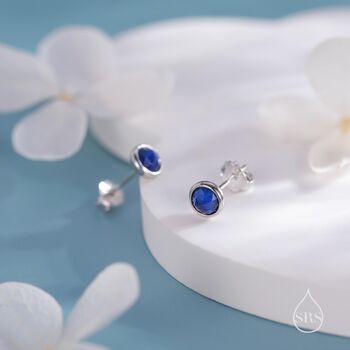 Sterling Silver Tiny Lapis Lazuli Stud Earrings, 6 of 11
