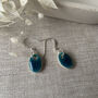 Tiny Turquoise Oval Dangle Earrings, thumbnail 3 of 7