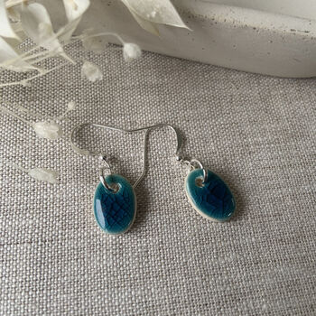 Tiny Turquoise Oval Dangle Earrings, 3 of 7