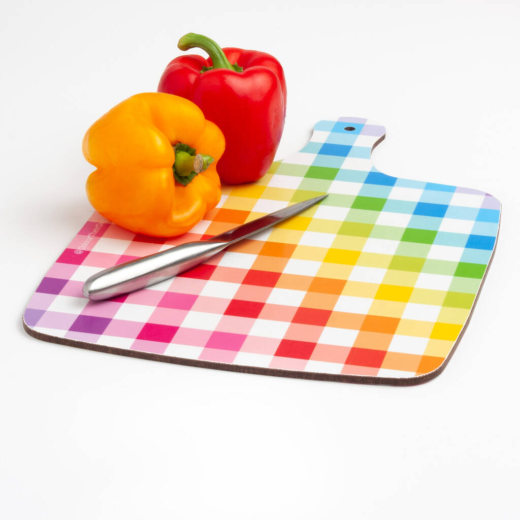 Colourful Gingham Large Chopping Board By Colour Their Day