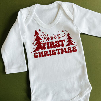 Baby's First Christmas Personalised Babygrow, 2 of 8