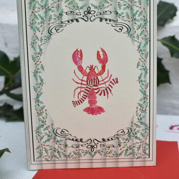 Festive Lobster And Holly Card, 5 of 5
