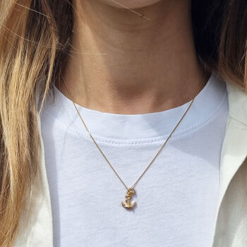 Anchor And Heart Diamond Necklace – Silver/Gold Vermeil, 6 of 7