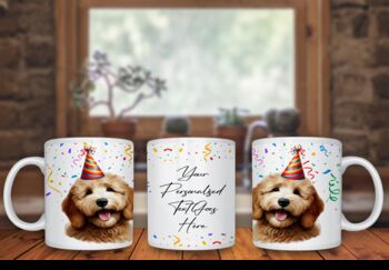 Personalised Golden Doodle Birthday Congratulations Party Mug, 2 of 2