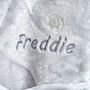 Personalised Grey Fleece Baby Hooded Dressing Gown, thumbnail 2 of 7
