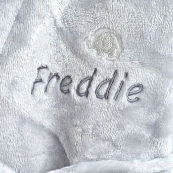 Personalised Grey Fleece Baby Hooded Dressing Gown, 2 of 7