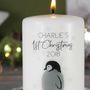 Personalised First Christmas Baby Penguin Pillar Candle, thumbnail 8 of 9