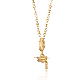 18ct Gold Graduation Hat Charm Necklace, 3 of 6
