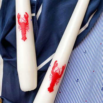 Hand Painted Lobster Tapered Candles, 3 of 6