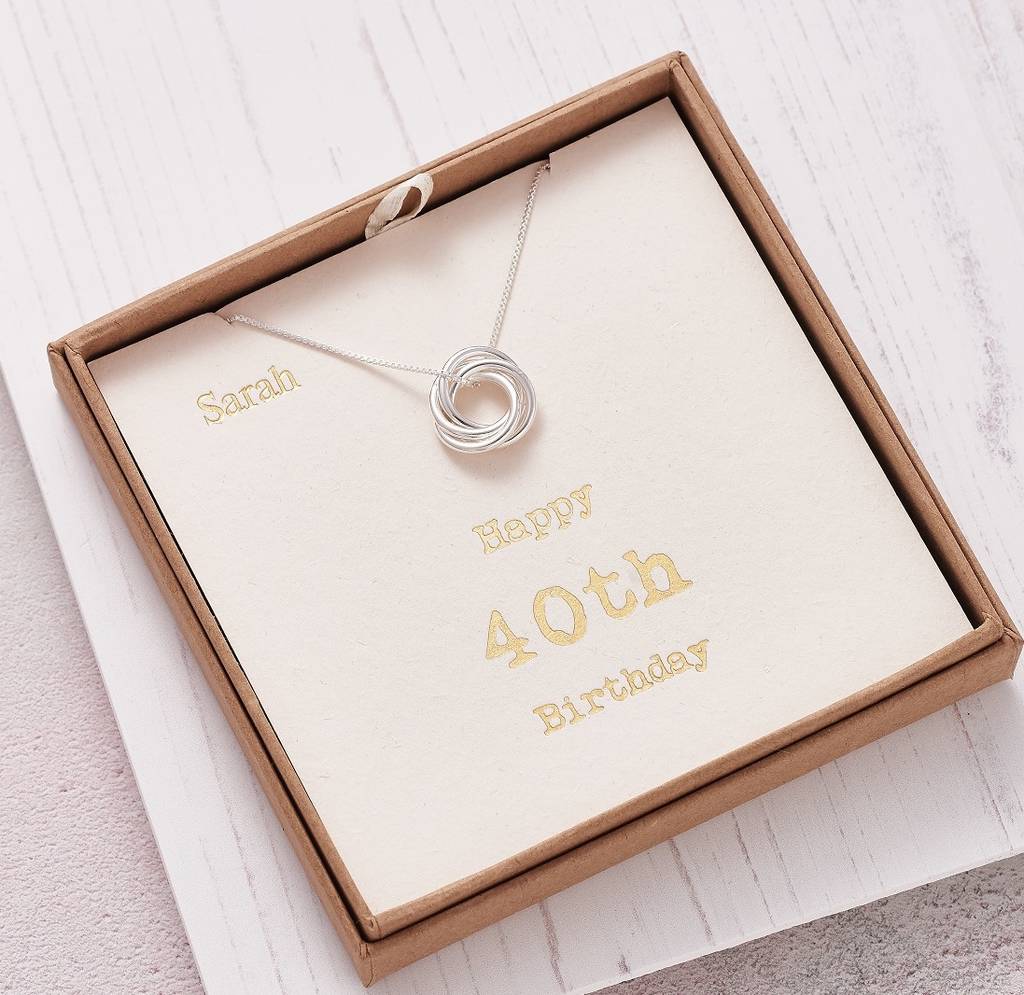 sterling silver happy 40th birthday necklace by attic