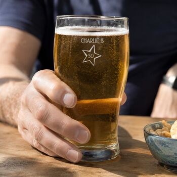 Personalised Engraved Pint Glass For 50th Birthday Gift, 7 of 8