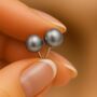 Sterling Silver Grey Freshwater Pearl Stud Earrings, thumbnail 1 of 7