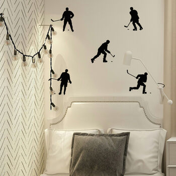 Set Of Six Hockey Player Wall Stickers, 4 of 6