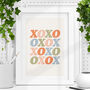 'Xoxo' Hugs And Kisses Print In Orange Pink Green, thumbnail 1 of 2
