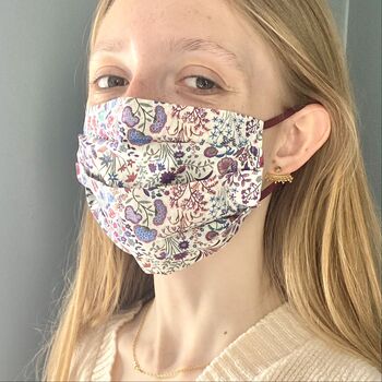Floral Liberty Print Pleated Lightweight Face Masks, 7 of 7