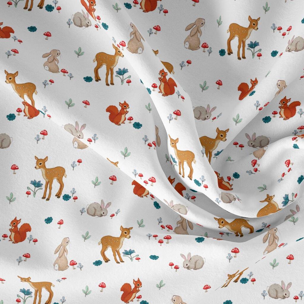 Forest Friends White Organic Cotton Fabric, 1 of 2