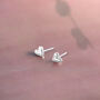 Sterling Silver Heart Stud Earrings With Bead Border, thumbnail 1 of 6