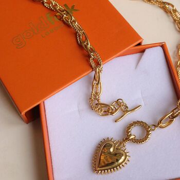 18 Kt Gold Sacred Heart Toggle Necklace, 4 of 7