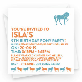 Horse And Pony Party Invitations, 4 of 5