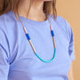 Cobalt And Green Block Necklace, thumbnail 2 of 5