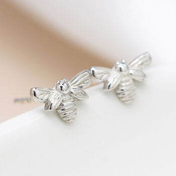 Sterling Silver Bee Stud Earrings, 2 of 8