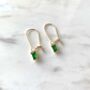 Gold Vermeil Plated Green Cubic Zirconia Drop Earrings, thumbnail 1 of 3