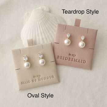Bridal Party Pearl Earrings Gift For Bride Or Bridesmaid In Pouch, 3 of 4