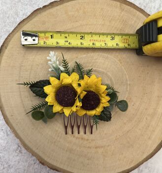 Small Sunflower Flower Hair Wedding Comb, 5 of 5