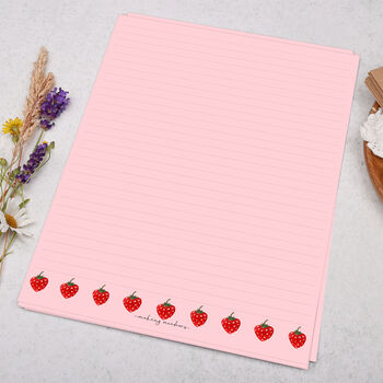 A4 Pink Letter Writing Paper With Strawberry Border, 3 of 4