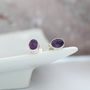 Amethyst And Silver Oval Stud Earrings, thumbnail 2 of 8