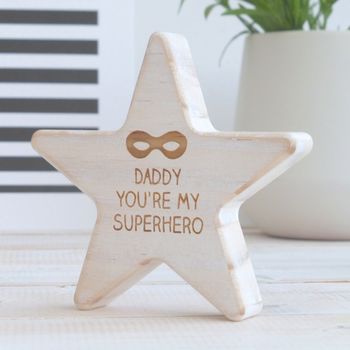 Superhero Personalised Wooden Star Keepsake For Dad, 4 of 6