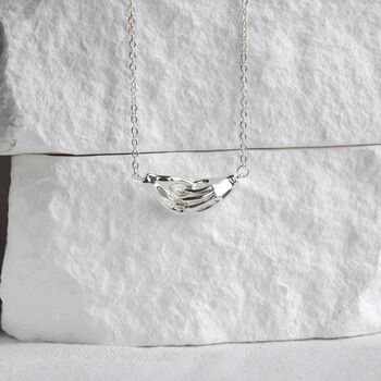 Holding Hands Necklace Silver Friendship Pendant, 4 of 4