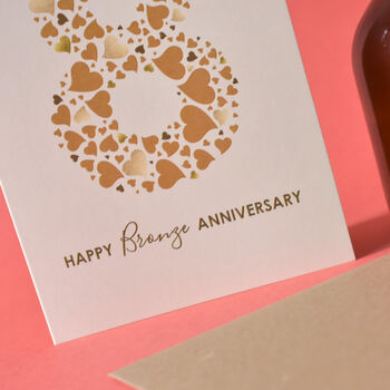 Love Hearts Bronze 8th Anniversary Card, 5 of 8