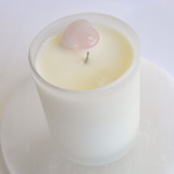 You Are Loved Rose Quartz Crystal Candle For Love, 2 of 3
