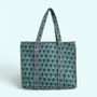 Teal Ditsy Floral Quilted Cotton Tote Bag, thumbnail 1 of 4