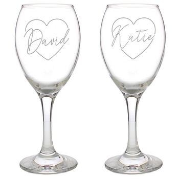 Personalised Heart Name Wine Glass Set, 3 of 3