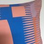 Square Combed Stripe Cushion Coral / Cobalt, thumbnail 2 of 2