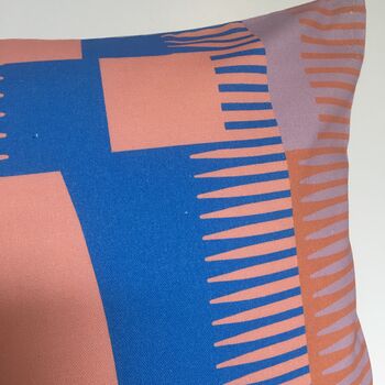 Square Combed Stripe Cushion Coral / Cobalt, 2 of 2
