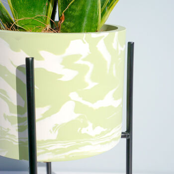 Handmade Sage Green And White Marble Plant Pot, 3 of 6