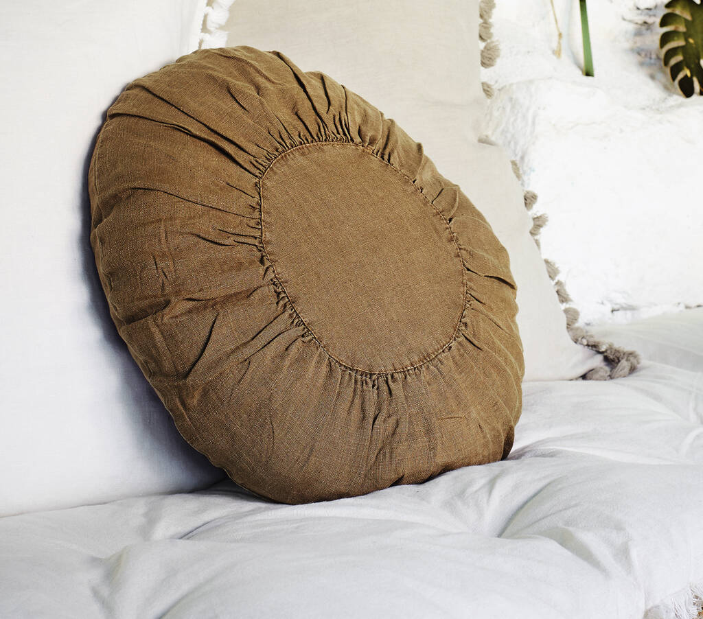 Linen Round Cushion By Lisa Valentine Home