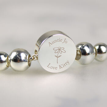 Personalised Silver Tone Flower Disc Bracelet, 2 of 5