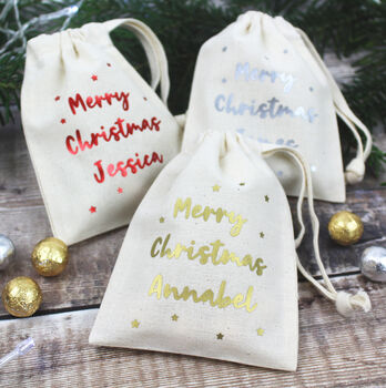 Merry Christmas Personalised Mini Gift Bags By Farmhouse & Co ...