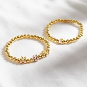 Personalised Gold Ball Colourful Bracelet, 2 of 5